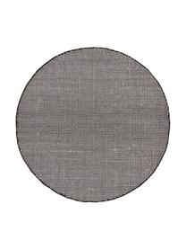 Tapis rond en laine noir tissé main Amaro, Noir, blanc crème, Ø 140 cm (taille M)