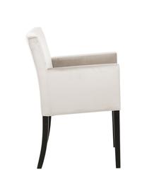 Krzesło z podłokietnikami z aksamitu Boston, Tapicerka: aksamit (wysokiej jakości, Nogi: lite drewno bukowe, lakie, Aksamitny beżowy, S 60 x G 60 cm