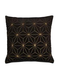 Poszewka na poduszkę Sari, 100% bawełna, Czarny, odcienie złotego, S 45 x D 45 cm