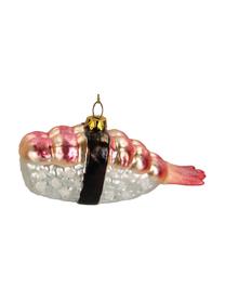Décoration de sapin de Noël Sushi Shrimp, Verre, Rose, argenté, noir, larg. 10 x haut. 4 cm