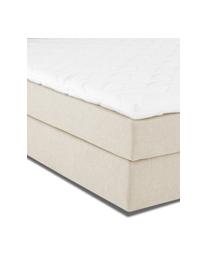 Premium Boxspringbett Lacey in Beige, Matratze: 7-Zonen-Taschenfederkern , Füße: Massives Buchenholz, lack, Webstoff Beige, 160 x 200 cm