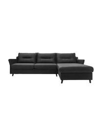 Sofa narożna z funkcją spania z aksamitu Loft, Tapicerka: 100% aksamit poliestrowy, Nogi: metal lakierowany, Ciemny szary, S 275 x G 181 cm