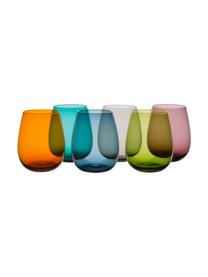 Bolvormige waterglazen Happy Hour in kleur, 6-delig, Glas, Multicolour, Ø 9 x H 11 cm