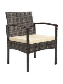 Salotto da giardino Buni 4 pz, Struttura: rattan sintetico, Sottostruttura: metallo, Rivestimento: tessuto, Piano d'appoggio: vetro, Grigio, Set in varie misure