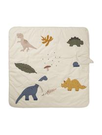 Speelmat Glenn, Bekleding: 100% katoen, Gebroken wit, dinosaurusmotief, B 110 x L 110 cm