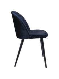 Chaises modernes en velours, rembourrées Amy, 2 pièces, Revêtement : bleu marine Pieds : noir