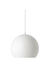 Kleine bolvormige hanglamp Ball in mat wit, Lampenkap: gecoat metaal, Baldakijn: gecoat metaal, Mat wit, wit, Ø 18 x H 16 cm