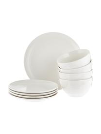 Geschirr-Set Darby mit Strukturoberfläche, 4 Personen (12-tlg.), New Bone China, Weiß, Set mit verschiedenen Größen