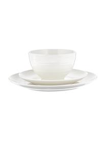 Set stoviglie con superficie strutturata Darby 12 pz, New bone china, Bianco, Set in varie misure