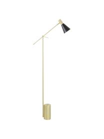 Vloerlamp Sia, Lampenkap: gepoedercoat metaal, Lampvoet: vermessingd metaal, Zwart, Ø 14 x H 162 cm