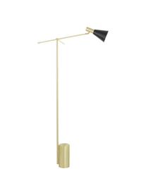 Vloerlamp Sia, Lampenkap: gepoedercoat metaal, Lampvoet: vermessingd metaal, Zwart, Ø 14 x H 162 cm