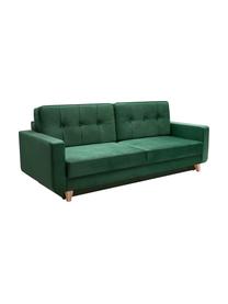 Divano letto 2 posti in tessuto verde con contenitore Tokio, Rivestimento: 100% poliestere, Verde, Larg. 228 x Prof. 89 cm