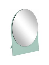 Runder Kosmetikspiegel Mica mit grünem Holzrahmen, Rahmen: Mitteldichte Holzfaserpla, Spiegelfläche: Spiegelglas, Grün, B 17 x H 20 cm