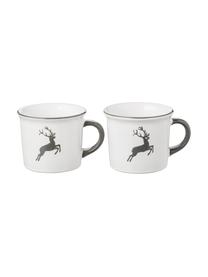 Taza de café artesanal Classic Grauer Hirsch, Cerámica, Gris, blanco, 240 ml