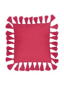 Housse de coussin 40x40 houppes Shylo, 100 % coton, Fuchsia, larg. 40 x long. 40 cm