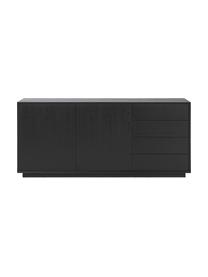 Credenza in finitura di legno di frassino nero Noel, Pannello di fibra a media densità (MDF) con finitura in legno di frassino, Legno, finitura, Larg. 180 x Alt. 79 cm