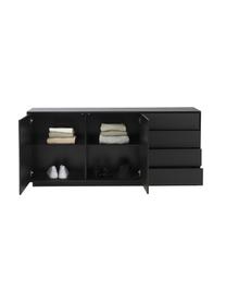 Credenza in finitura di legno di frassino nero Noel, Pannello di fibra a media densità (MDF) con finitura in legno di frassino, Legno, finitura, Larg. 180 x Alt. 79 cm