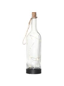 Solar Aussentischlampe Bottle, Flasche: Glas, Henkel: Jute, Transparent, Ø 8 x H 31 cm