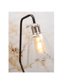 Leeslamp Paris met marmeren voet, Lampenkap: glas, Frame: gecoat metaal, Lampvoet: marmer, Zwart, 37 x 150 cm