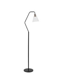 Lampada da terra con base in marmo Paris, Paralume: vetro, Struttura: metallo rivestito, Base della lampada: marmo, Nero, Larg. 37 x Alt. 150 cm