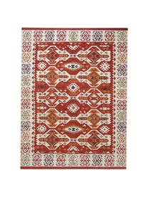 Kilim en laine tissé main Ria, Rouge, beige, orange, brun