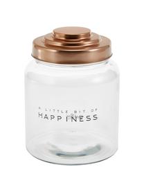 Aufbewahrungsglas Happiness, Ø 16 x H 21 cm, Deckel: Porzellan, lackiert, Transparent, Ø 16 x H 21 cm, 2.5 L