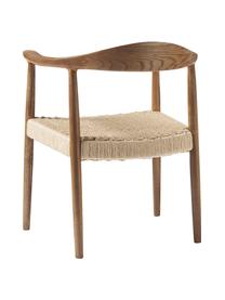 Silla con reposabrazos de madera de fresno Pavel, Asiento: ratán, Estructura: madera de fresno, Ratán, madera de fresno, An 62 x F 76 cm