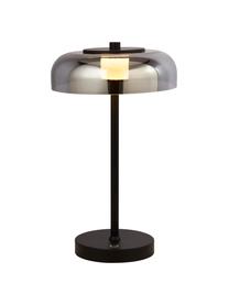 Dimmbare LED-Tischlampe Frisbee aus Glas, Lampenfuß: Metall, beschichtet, Lampenschirm: Glas, Schwarz, Grau, Ø 23 x H 40 cm