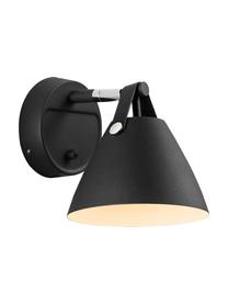 Applique avec prise secteur Strap, Extérieur abat-jour et support mural : noir<br>Intérieur abat-jour : blanc