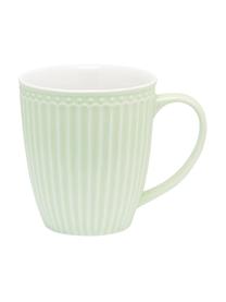 Tazza verde fatta a mano con design in rilievo Alice 2 pz, Gres, Verde menta, Ø 10 x Alt. 10 cm