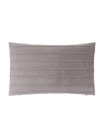 Housse de coussin en velours gris clair Lola, Velours (100 % polyester), Gris, larg. 30 x long. 50 cm