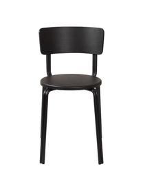 Houten stoel Oda, Zitvlak: essenhoutfineer, gelakt, Frame: gecoat staal, Zwart, B 42 x D 46 cm