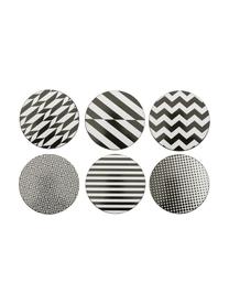 Set sottobicchieri Black and White, 6 pz., Sughero, rivestito, Nero, bianco, Ø 10 cm