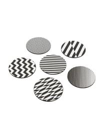 Set sottobicchieri Black and White, 6 pz., Sughero, rivestito, Nero, bianco, Ø 10 cm