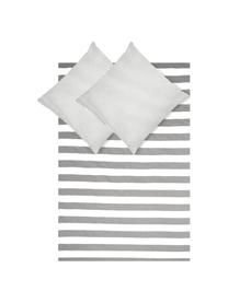 Flanelová obojstranná posteľná bielizeň Dora, Biela, sivá, pruhovaná, 240 x 220 cm + 2 vankúše 80 x 80 cm