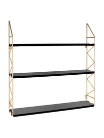 Klein wandrek Zig Zag, Frame: gelakt metaal, Frame: goudkleurig. Planken: zwart, 60 x 60 cm