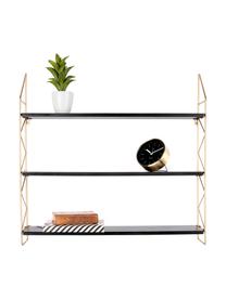 Estantería de pared pequeña Zig Zag, Estructura: metal pintado., Estantes: tablero de fibras de dens, Dorado, negro, An 60 x Al 60 cm