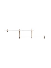 Estante de pared Nivo, Estantes: acero recubierto, Estructura: madera de roble, Madera de roble, blanco, An 172 x Al 25 cm