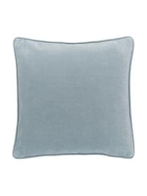 Einfarbige Samt-Kissenhülle Dana in Hellblau, 100% Baumwollsamt, Hellblau, B 40 x L 40 cm