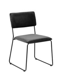 Chaises en velours rembourrées Cornelia, 2 pièces, Gris foncé, noir