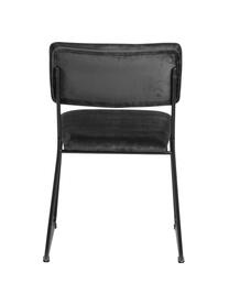 Chaises en velours rembourrées Cornelia, 2 pièces, Gris foncé, noir