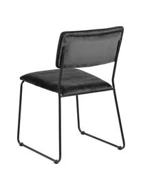 Chaises en velours rembourrées Cornelia, 2 pièces, Gris foncé, noir