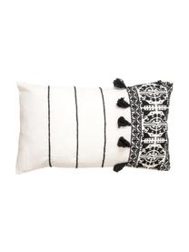 Housse de coussin rectangulaire boho Neo Berbère, Blanc, noir