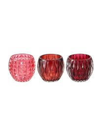 Teelichthalter-Set Aliza, 3-tlg., Glas, Rot, Rosa, Ø 10 cm