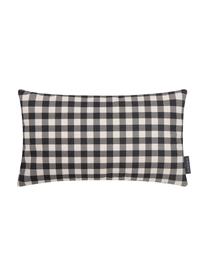 Housse de coussin rectangulaire à carreaux Cabane, Beige, noir