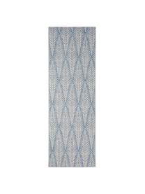 Design in- & outdoor loper Pella met grafisch patroon, 100% polypropyleen, Blauw, beige, 70 x 200 cm