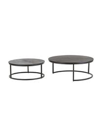 Rundes Couchtisch-Set Andrew aus Mangoholz, 2-tlg., Gestell: Metall, pulverbeschichtet, Mangoholz, Schwarz lackiert, Set mit verschiedenen Grössen