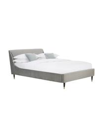 Gestoffeerd fluwelen bed Nova in grijs, Frame: massief grenenhout, multi, Bekleding: 370 g/m² polyester fluwee, Poten: massief gelakt rubberhout, Fluweel grijs, 160 x 200 cm