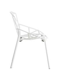 Metalen design stoel Chair One, Polyester gelakt gegoten aluminium, Wit, 55 x 82 cm