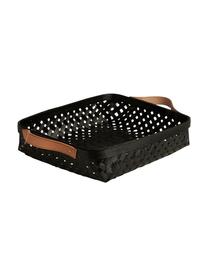 Panera de bambú Sporta, Cesta: madera de bambú, Asas: cuero, Negro, marrón, An 30 x Al 6 cm